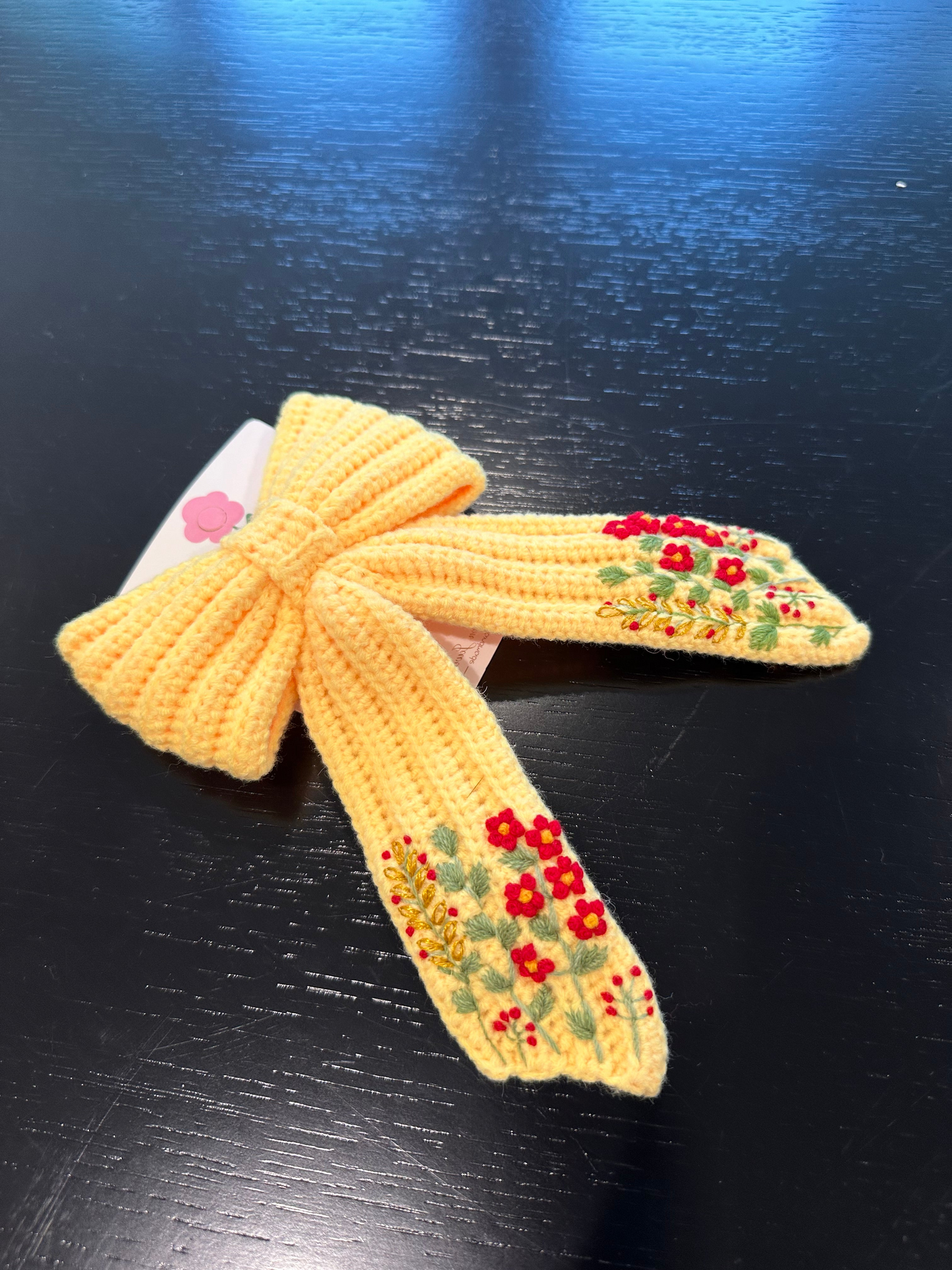 Floral Crochet Embroidered Hair Clip